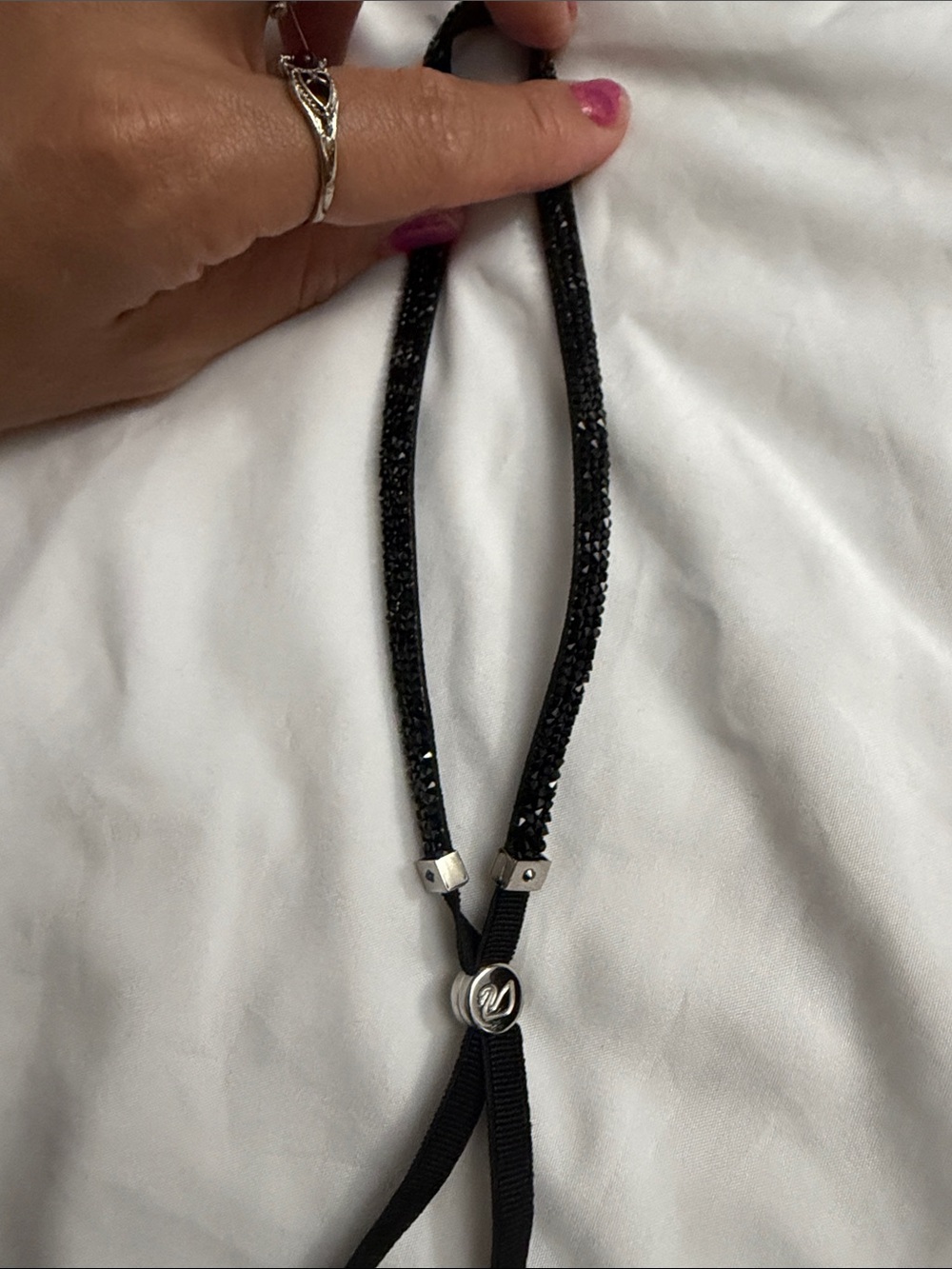 Swarovski Black Crystaldust Choker with Silver Slider - Picture 3 of 4